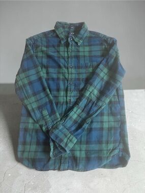 J. Crew Green and Blue Plaid Long-Sleeve Button-Down Shirt